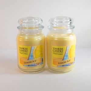 Set of Two Lemon Ice YANKEE CANDLES Home Classics 22 Oz Large Jar New 2x
